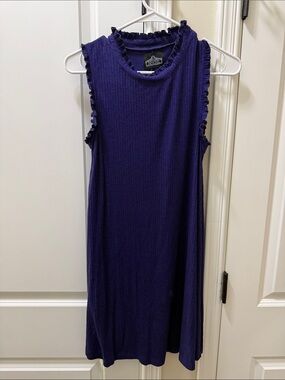 Angie Sleeveless Ruffle-Trim Knit Dress in Deep Violet